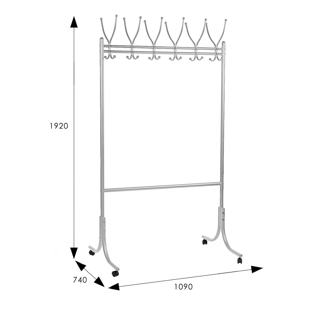 Вешалка М-11 на колесах (Металлик)